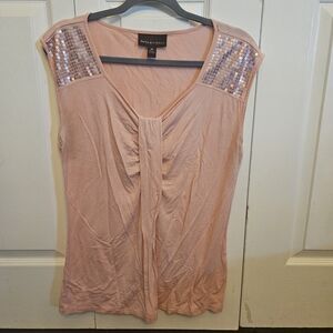 Dana Buchman Dusty Pink Sequin-Shoulder Sleeveless Tank